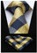 HISDERN Krawatten Herren Karierte Krawatte mit Einstecktuch Formelle Klassische Hochzeit Herrenkrawatte und Taschentuch Set für Männer Gelb und Blau