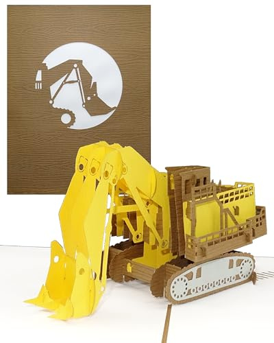 3D Geburtstagskarte „Bagger“ - große Pop Up Karte mit Umschlag als Glückwunschkarte & Einladungskarte zum Geburtstag – Geschenkgutschein, Einladung & Gutschein zum Bagger Fahren & Führerschein