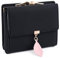 UTO Femme Petit Portefeuille Porte-Monnaie Porte-Billet Feuille Exquis Pendentif Organisateur Cuir Synthétique Clic clac-Noir