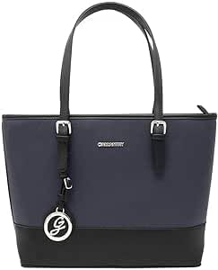 Gallantry - Sac Femme Grande Capacité XL - Cabas Chic Format A4 - Fourre-Tout Rayé Épaule Tendance - Bleu Noir