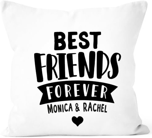 SpecialMe® Kissen-Bezug Best Friends Forever BFF Beste Freundin Kissen-Hülle Deko-Kissen Baumwolle Weiss Unisize