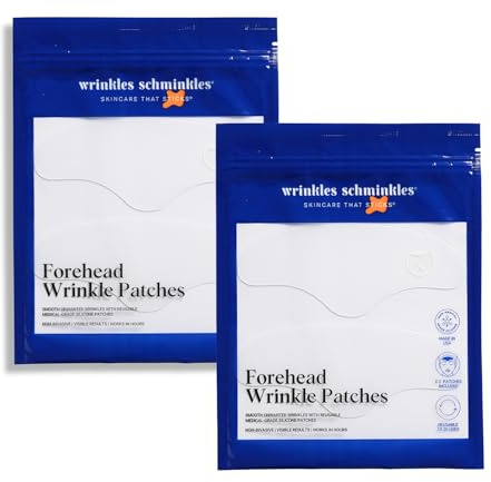 Wrinkles Schminkles Forehead Wrinkle Patches, 4-Pack, Reusable Hypoallergenic Silicone Smoothing Pads for Reducing Frown Lines & Face Lift Overnight