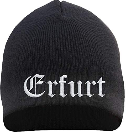 sostex Erfurt Beanie Mütze - Altdeutsch - Bestickt - Strickmütze Wintermütze Einheitsgröße Schwarz