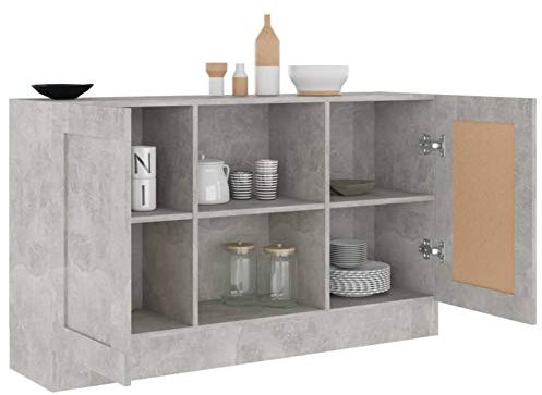 Tidyard Buffet Salon Buffet de Cuisine Buffet Commode Armoire de Rangment Gris béton 120 x 30,5 x 70 cm Aggloméré