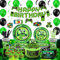 Green Video Game Party Supplies 201Pcs Gamer Gaming Party Decoration For Boys Birthday Party Table Cover, Plates, Cups, Napkins, Utensils, Hanging Swirls, Birthday Banner, Cupcake, Topper Cake