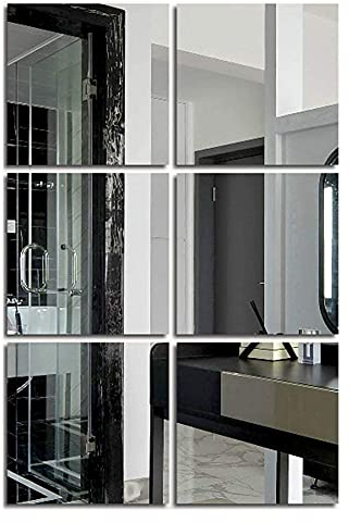 OHYER 6 Stück Spiegel Wandaufkleber Spiegelfliesen Selbstklebend Klebespiegel Spiegelblätter Flexibler Nicht Glas Spiegel Wanddekoration für Badezimmer Wohnzimmer Umkleidekabine (Silber, 20 x 20cm)