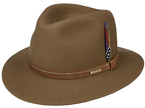 Stetson Mahomes Traveller Wollfilzhut Einfarbiger Wollfilzhut Wasserabweisend Knautschbar Ganzjährig Tragbar Made in EU Unisex braun L (58-59 cm)