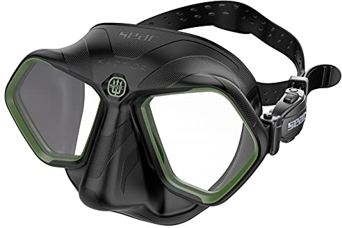 SEAC Unisex-Adult Raptor kleinvolumige Maske zum Freitauchen und Speerfischen, schwarz/grün, Standard