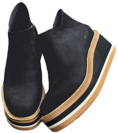 Minetom Stivali Donna Invernali Scarpe Stivaletti Zeppa Alta Plateau Ankle Boots Tacco Alto Scarpe con Cerniera Laterale B Nero 38 EU