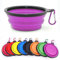 Collapsible Dog Bowl,Collapsible Dog Water Bowls for Cats Dogs, Portable Pet Feeding Watering Dish,Portable Dog Water Food Bowl with Carabiner (Small(350ML), Purple)