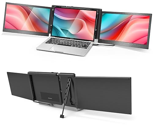 Alecewey P2 PRO Triple Portable Monitor for Laptop Screen, 13.3 FHD 1080p IPS Display, Type-C/PD/TF Support, M1/M2 MacBook, for 13.3-16.5 Notebook Computers, Windows Phone