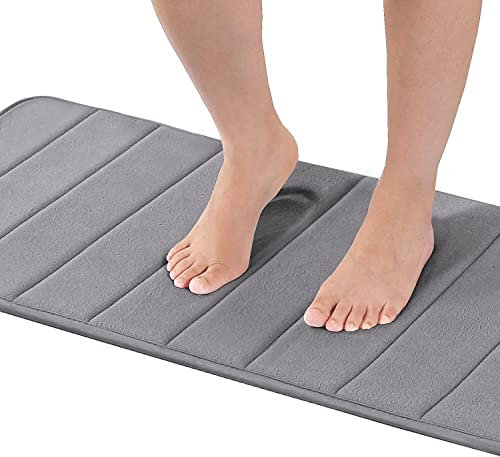 LINFKY Badezimmerteppich Pflegeleichte Badematte Memoryschaum, Extrem Saugfähiger Badteppich Duschvorleger Badvorleger rutschfest Waschbar, Bad Teppich Badezimmer (Grau,120 x 43 cm)