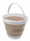 SAMMART 10L zusammenklappbarer Plastikeimer - Faltbare runde Wanne - Tragbarer Wassereimer zum Angeln - Platzsparender Outdoor-Wassertopf. Größe 31cm Durchmesser (Weiß/Latte, 1)