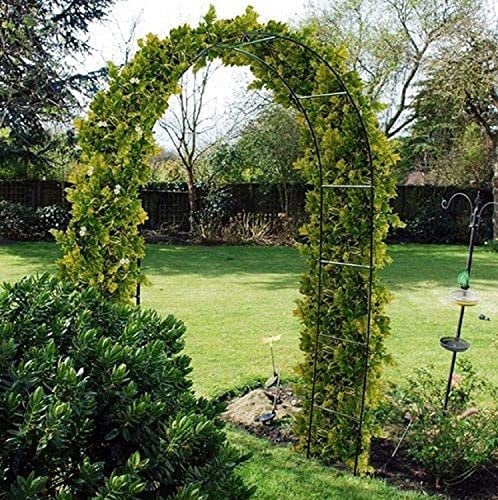 Black 2.4M Metal Frame Garden Arch Heavy Duty Strong for Climbing Arbor Plants Roses Support Lawn Patio Archway Wedding Garden Decoration