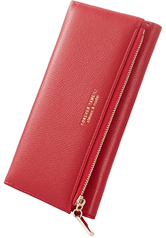 HONGHONG Portefeuille Femme en Cuir Grand Long Format Porte-Monnaie Femme Zippé pour 11 Cartes