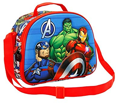 Los Vengadores Primed-Bolsa Portamerienda 3D, Azul, 25.5 x 20 cm