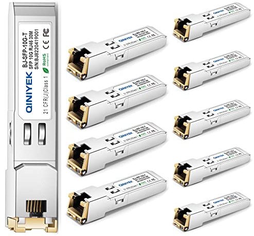 [10 Pack] 10Gb SFP+ RJ45 Ethernet Modulo Supporto 10G/5/2,5/1,25G - 10GBase-T SFP+ Transceiver Compatibile per Cisco SFP-10G-T-S, Ubiquiti UF-RJ45-10G, Netgear, Mikrotik S+RJ10, TP-Link e altro, 30m