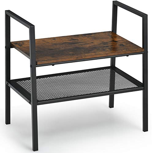 COSTWAY 2-Stöckiges Lagerregal, Stapelbares Schuhregal, Gitterregal aus Holz & Metall, Kompaktes Lagerregal für Wohnzimmer Schlafzimmer Eingangsbereich, Organizer-Regal mit Metallrahmen