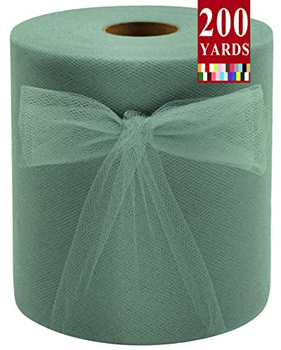Salbeigrüne Tüllstoffrollen, 15,2 cm x 200 m, Stoffspule, Tüllband für DIY Tutu Schleife, Babyparty, Geburtstag, Party, Hochzeit, Dekorationen, Bastelbedarf