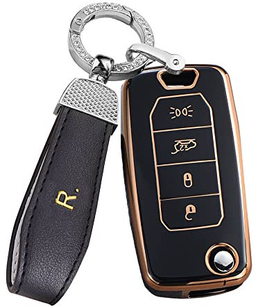 ontto Housse de clé de voiture en TPU pour Jeep Renegade 2015-2020 - Coque élégante avec porte-clés - Noir