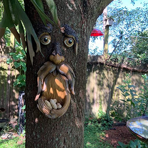 Stronrive Baumgesichter Gartendeko Vogelfutterstation Lustige Gartenstatuen Baum Gesichter Gesichtsskulptur Baumumarmung Yard Kunst Garten Dekoration Baumgesicht Mann Baum Skulptur Gartendekoration