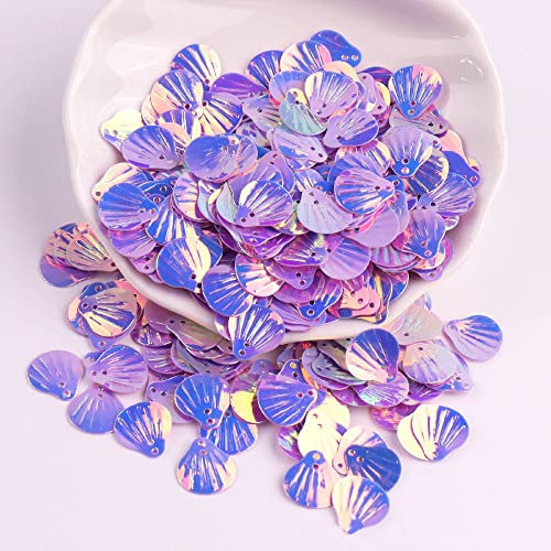720 Stück Shell Pailletten,Shell Form Pailletten basteln Lose Pailletten Cup Schillernde Spangles Handgemachte DIY Kreative Farbe Perlen Pailletten für Handwerk Hochzeitsdekoration 13mm,Helles Lila