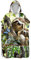 Highdi Handtuch Surf Poncho mit Kapuze Erwachsene für Damen Herren Teenager, Drucken Badeponcho Handtuch Poncho aus Mikrofaser auch als Umkleidehilfe Strand (75x145cm,Faultier)