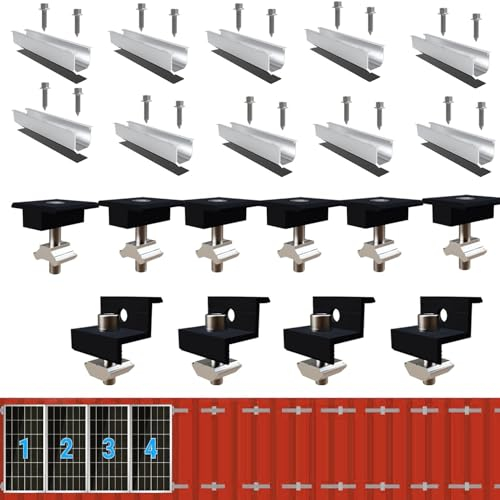 ANFIL® Support de panneau solaire, toit en métal, réglable et résistant à la corrosion, avec rails de 12 cm (installation facile et étanche), support de toit plat solaire