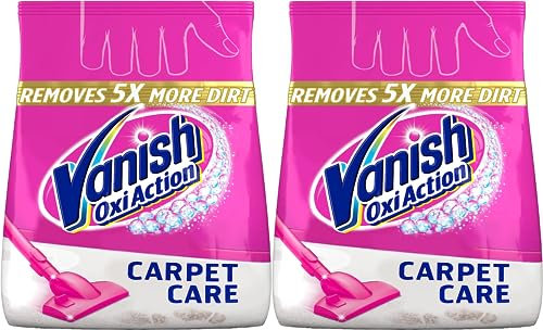 Vanish Oxi Action Carpet Stain Remover Powder, Carpet Cleaner, Removes ground-in dirt & dust, Shake & Clean, 650 g, Pack of 2, 2 x 650g