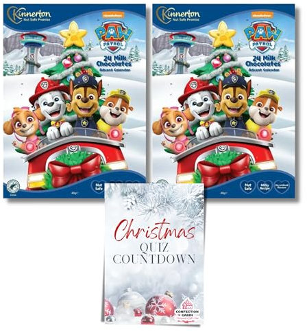 Kinnerton Paw Patrol Adventskalender Auswahl 40g mit Weihnachts-Quiz Countdown-Karte (Paw Patrol)