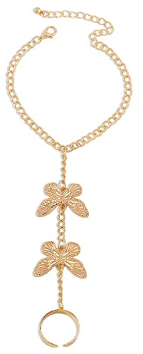 BSLVWG Schmetterling Finger Ring Armband Slave Chain Armband Vintage Layered Quaste Armband Personalisieren Hand Chain Schmuck für Frauen und Mädchen
