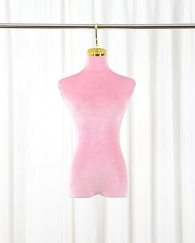 Schaufensterpuppe Hängender Mannequin-Halbkörper, Hochzeitskleid-Schneiderform mit Metallhaken, Elegante Damenpuppe mit Samtbezug, Nähpuppe Schneiderpuppe ( Color : Pink , Size : Short Hook 10cm(4in)