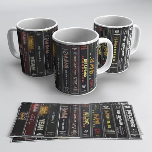 newseny Taza de grupo de música Heavy Metal Def Leppard Casetes - Regalo para los fans de Def Leppard (Casetes Grupo Música Rock)