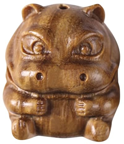 MAGICLULU Handgemachte Nilpferd Statue Aus Holz Miniatur Nilpferd Home Ornament Niedliche Deko Figur