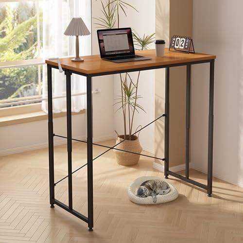 Yclty Stehpult mit Kurbel, 6-Bein-Lift, Verstellbarer Sitz- und Stehschreibtisch, Höhenverstellbarer Schreibtisch, für Heimbürotisch, Computertisch (Teakfarbene Platte) (Color : Black Frame)