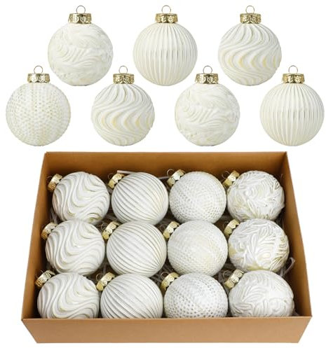 White and Gold Christmas Ornaments, 3.15 inches Christmas Tree Decorations Large Shatterproof Xmas Ball Ornaments for Christmas Decor