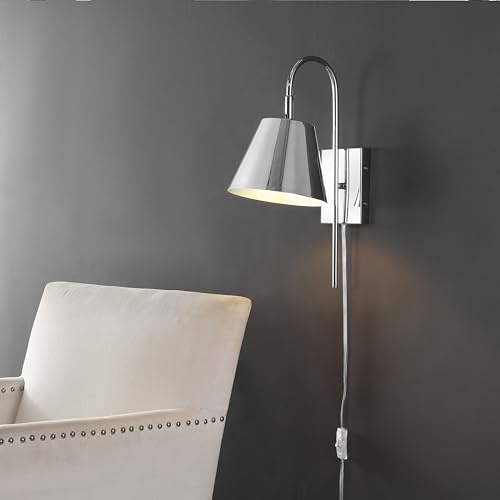 SAFAVIEH Lighting Collection Rhoeva Chrome Downlight Wall Sconce Light Fixture, Ideal for Bathroom, Entryway, Vanity, Foyer, Hallway, Living Room (LED Bulb Included)