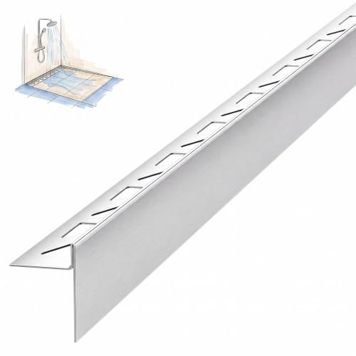 Dalsys Gefällekeil Fliesenschiene 148cm x 10mm rechts Silber Edelstahl | Profil für die begehbare, bodengleiche Dusche, Übergang zu Fliesen oder Feinsteinzeug, rostfrei