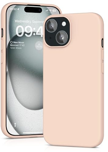 YATWIN Silicone Case for iPhone 15, Soft-Touch, Shockproof, DustProof, Antiskid Full Body Armour Phone Cover for Apple iPhone 15 - Light Pink