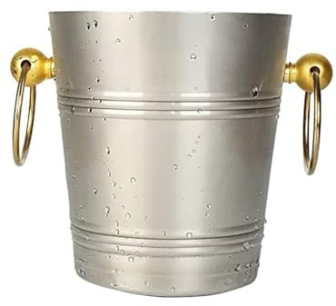 Doppelwandiger isolierter Edelstahl Ice 304 Edelstahl Champagner Eiskübel Bierfass Eisfass Luxus 5L Goldgriff Champagnereimer Eimer mit Deckel und Zange