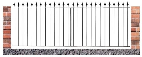 Spear Top Double Gates | Black Iron Driveway Gates | Iron Garden Gates Double with Latch and Hinges