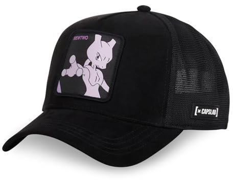 Capslab Mewtu Pokemon Velours Schwarz Verstellbare Truckercap - One-Size