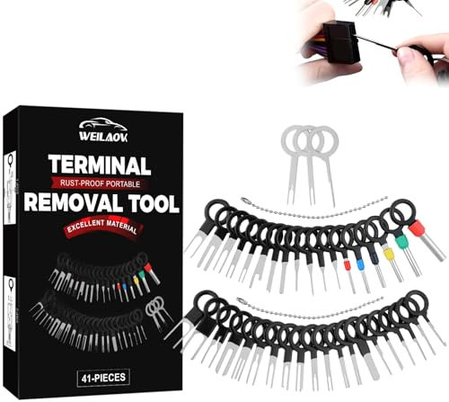 WEILAOK Terminal Removal Tool Kit, Terminal Ejector Kit, Extracteur de Cosses, Auto Outil d'Extraction de Bornes de Câblage Électrique, à Utiliser avec la Plupart des Borniers, Noirs, 41 Pièces
