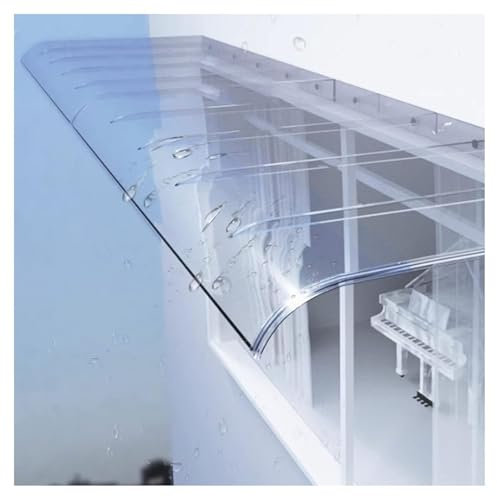 Window Door Awning Front Door Canopy Outdoor Awning, 3mm Thick Transparent Polycarbonate Cover Window Garden Canopy Patio Porch Awning Curved Rain Shelter Cover for Protection(40x120cm/16x47)