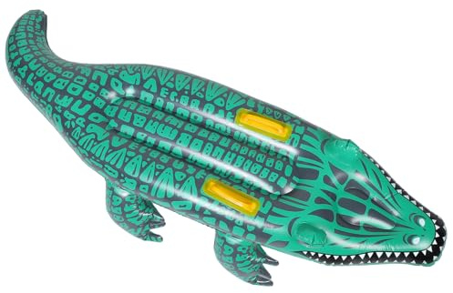 TOYANDONA Planche de Surf Gonflable Alligator Verte en PVC, Tapis Flottant Étanche et Portable pour Piscine, Jouet Flottant pour Plage et Piscine