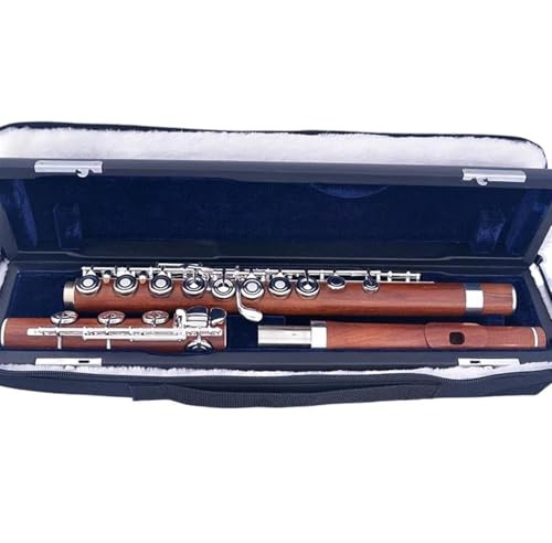 Professionelle Querflöte 17 Offene Löcher Redwood/Ebenholz Flöte Versilbert E-Taste Palisander Professional(Rosewood)