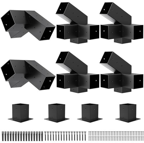 TROPTOLKY Heavy Duty 30°Slanted Roof Wall Mount 4x4 Pergola Bracket Kit,Angled Construction Pergola Hardware for Outdoor Wood Pergolas, Gazebo, Sheds