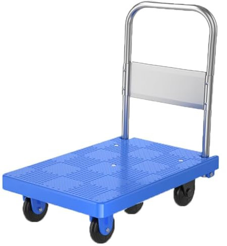 VDQUUACI Zusammenklappbarer, Faltbarer Handwagen für den Umzug, Lager, robuster Plattformwagen, Transportwagen für den Transport Schwerer Dinge, blau