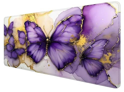 Tapis de Souris Papillon,Tapis de Souris XXL 1200x600x3mm Tapis Souris Violet Tapis de Souris Gamer Grand Tapis de Souris, à Bords Cousus Étanche Tapis de Bureau, pour Maison Bureau Gaming X-13
