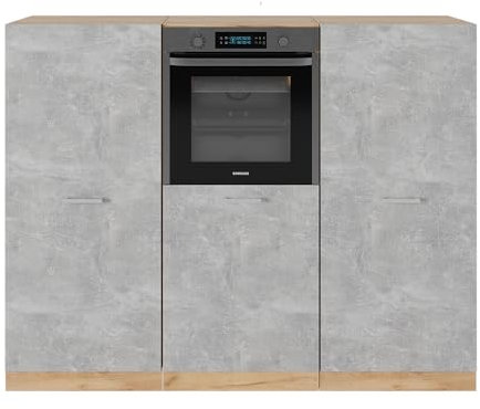 Vicco Küchenblock R-Line, Beton/Goldkraft Eiche, 180 cm ohne Arbeitsplatte